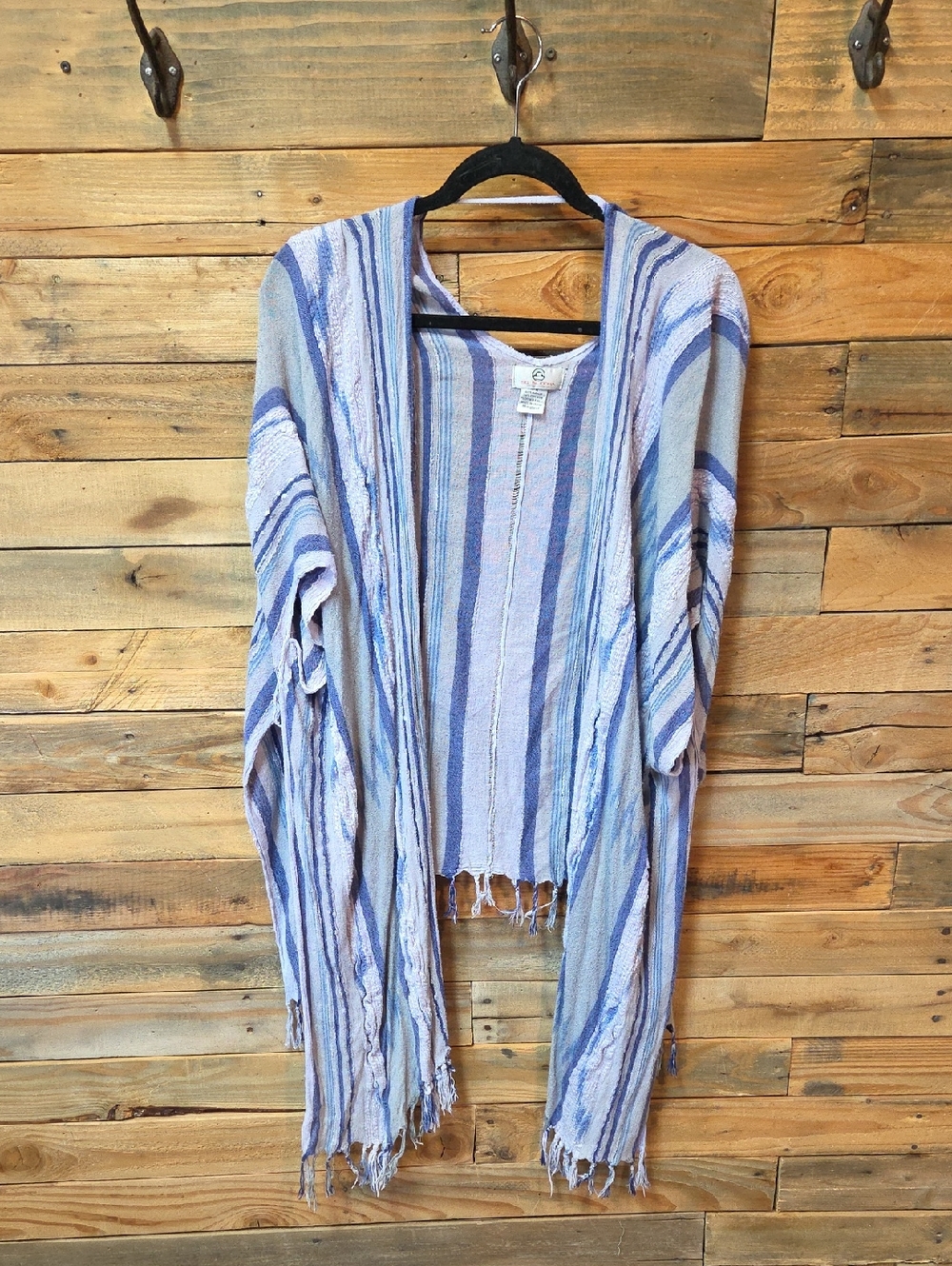 Big Buddha Lavender and Blue Striped Open-Front Cape